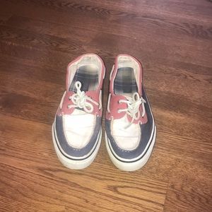 Sperry Top Sider red white and blue boat shoes